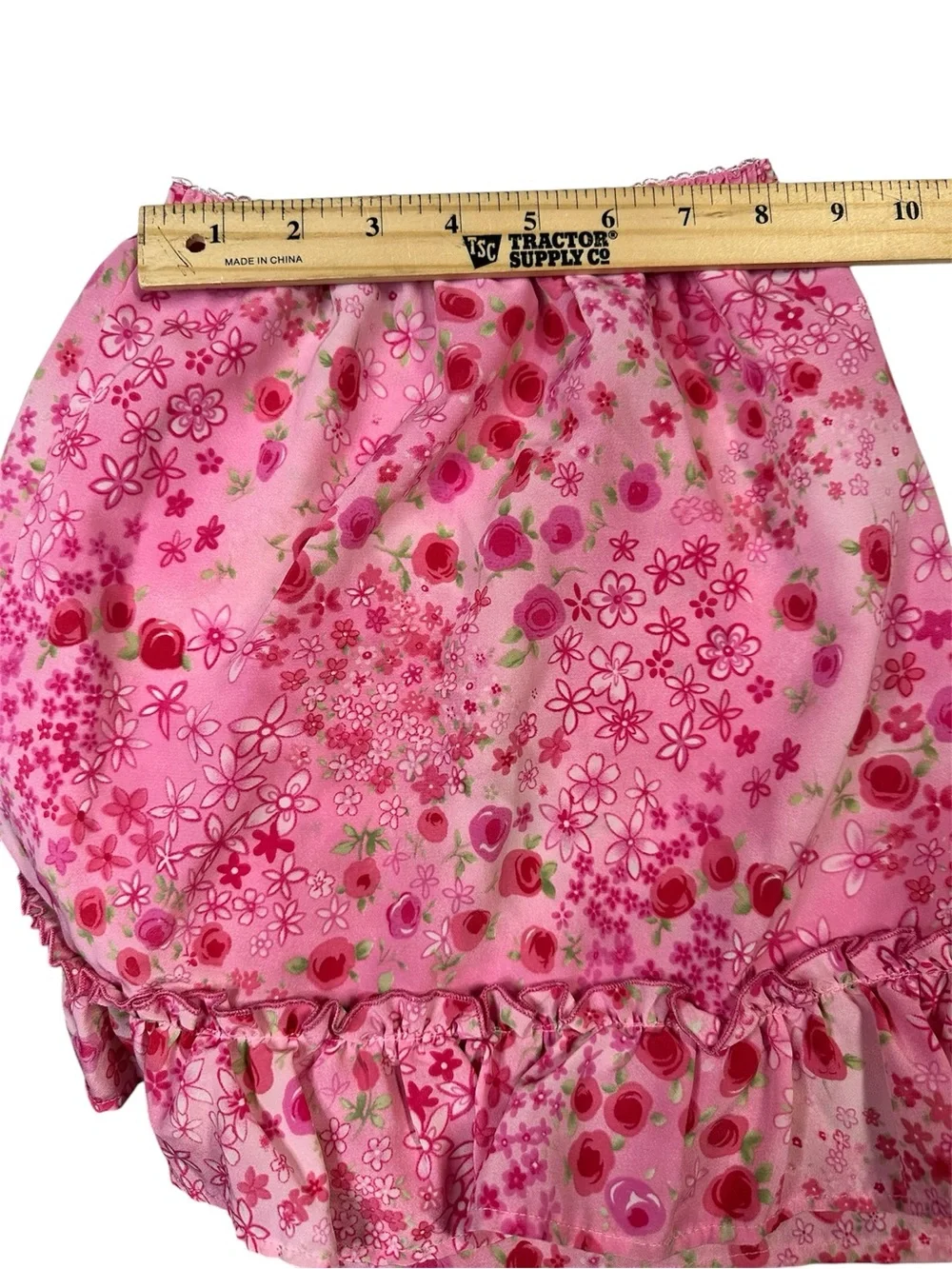 Vintage Y2K Girls Pink Floral Ruffle Skirt Cottagecore Made In Canada Size 6